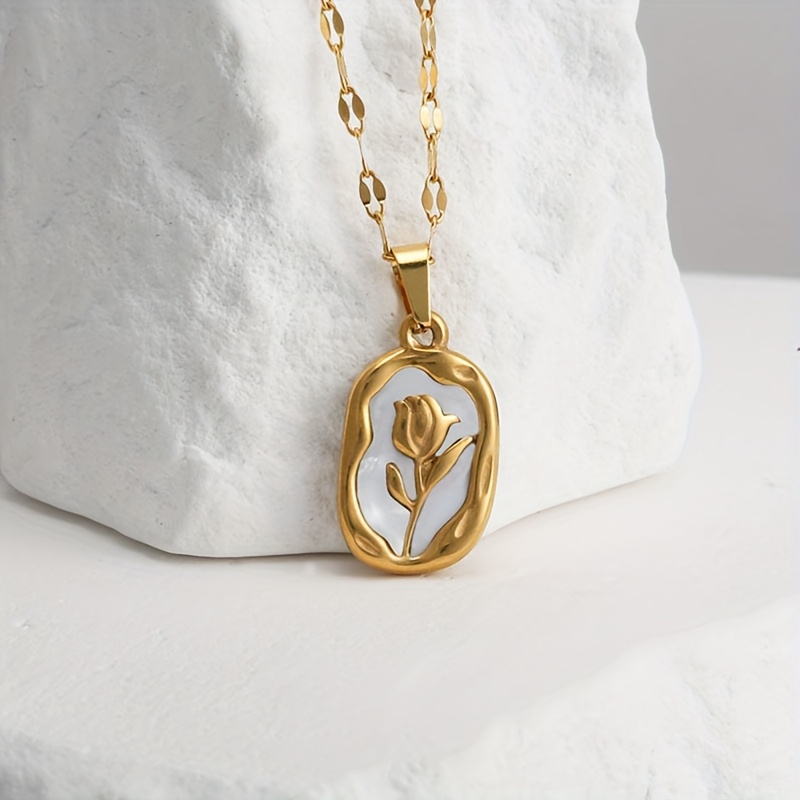 Women's Stainless Steel Rose Collarbone Chain Necklace